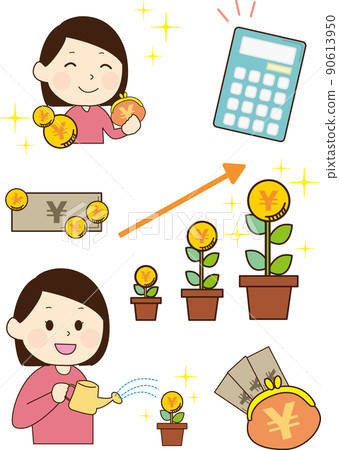 Savings (young woman) illustration 90613950