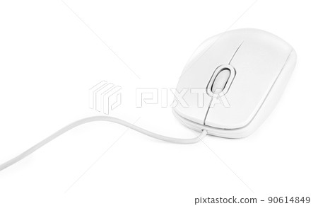 Modern wired optical mouse isolated on white 90614849