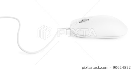 Modern wired optical mouse isolated on white 90614852