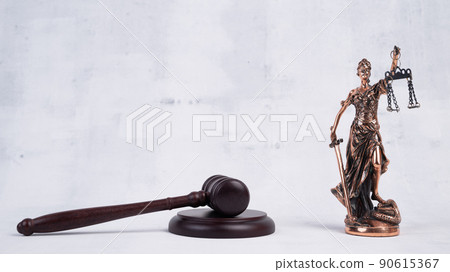 Law concept. Gavel and lady justice 90615367
