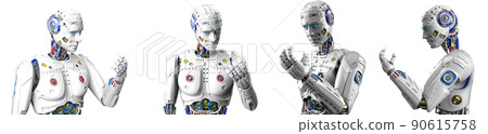 AI robot front view and side view concept illustration AI robot front view and side view concept illustration 90615758