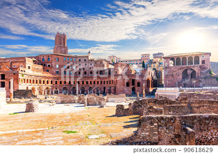 Trajan's Forum remains full view, Rome, Italy Trajan's Forum remains full view, Rome, Italy 90618629