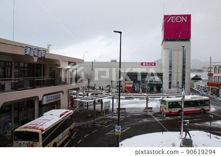 Nagano Electric Railway Suzaka Station and Nagaden Bus in winter Nagano Electric Railway Suzaka Station and Nagaden Bus in winter 90619294