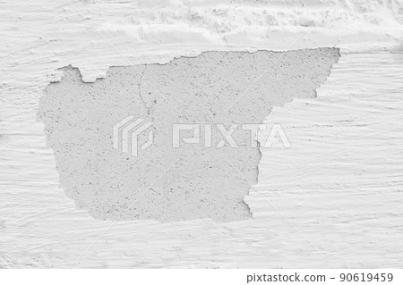 White old paint peeling obsolete wall weathered texture worn background 90619459