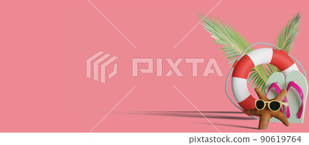 Concept of lifeguard in pool with pineapple with sunglasses on lifeguard chair. Copy space. 3D illustration. Concept of lifeguard in pool with pineapple with sunglasses on lifeguard chair. Copy space. 3D illustration. 90619764