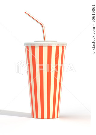 Fast food cola drink cup and drinking straw 90619861