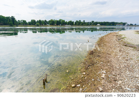Idroscalo lake park at overcast day 90620223