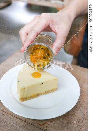 cheese cake ,cheese tart or cheese cake with passion fruit dressing topping cheese cake ,cheese tart or cheese cake with passion fruit dressing topping 90620470