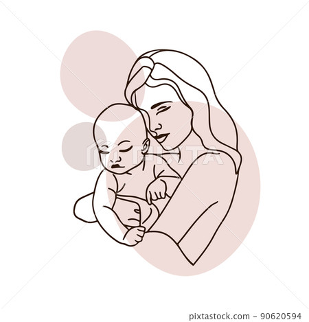 Young mother with a baby in her arms, nude colors 90620594