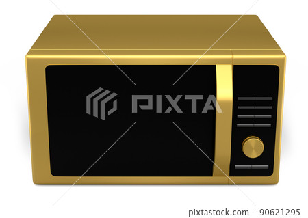 Microwave for heating food on kitchen isolated on white background. 90621295