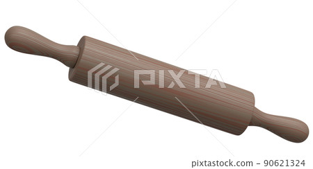 Wooden rolling pin isolated on white background 90621324