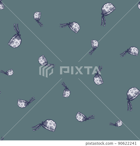 Bandana chef hat seamless pattern engraving. Vintage cooking background in hand drawn style. Bandana chef hat seamless pattern engraving. Vintage cooking background in hand drawn style. 90622241