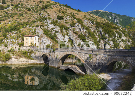 Lake San Domenico with Eremo di San Domenico near Scanno, Province of L'Aquila, region of Abruzzo, Italy Lake San Domenico with Eremo di San Domenico near Scanno, Province of L'Aquila, region of Abruzzo, Italy 90622242