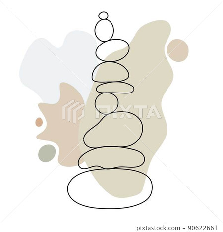 Zen stone in simple abstract doodle style vector illustration with shapeless forms, relax, meditation and yoga concept, boho colors stone pyramid for making banners, posters, cards, prints, wall art Zen stone in simple abstract doodle style vector illustration with shapeless forms, relax, meditation and yoga concept, boho colors stone pyramid for making banners, posters, cards, prints, wall art 90622661