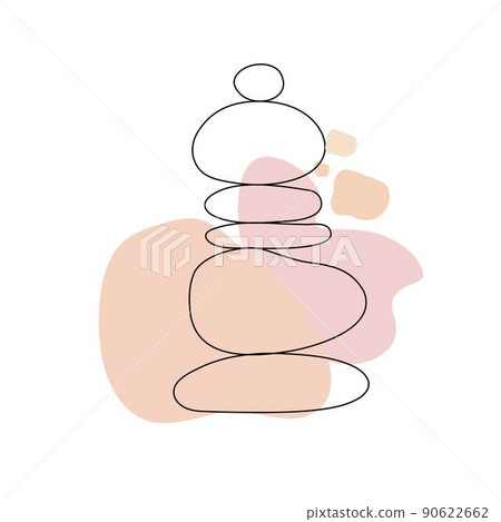Zen stone in simple abstract doodle style vector illustration with shapeless forms, relax, meditation and yoga concept, boho colors stone pyramid for making banners, posters, cards, prints, wall art Zen stone in simple abstract doodle style vector illustration with shapeless forms, relax, meditation and yoga concept, boho colors stone pyramid for making banners, posters, cards, prints, wall art 90622662