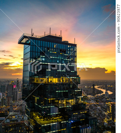 Aerial view of Skywalk Chong Nonsi Bridge in Sathorn, business district, Bangkok, Thailand Aerial view of Skywalk Chong Nonsi Bridge in Sathorn, business district, Bangkok, Thailand 90623977