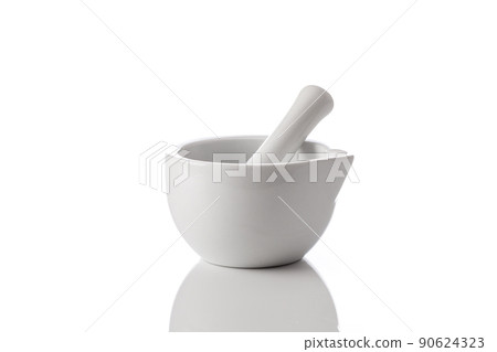 mortar and pestle isolated on white background 90624323
