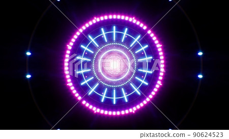 Neon Circle Light Shooting VJ Background 90624523