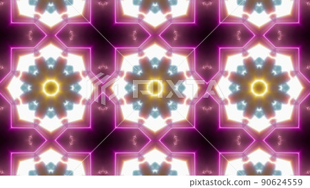 White Flower Shape and Purple Light Kaleidoscope Show White Flower Shape and Purple Light Kaleidoscope Show 90624559
