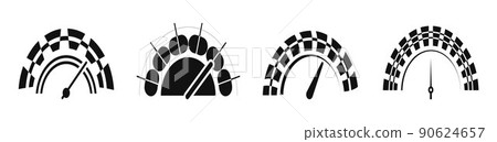 Speedometer icon vector set. Scale meter in outline style. tachometer icon. Speed indicator symbol. 90624657