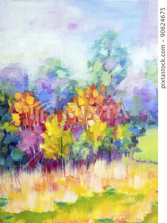 Autumn landscape. Colorful original oil painting impressionism Autumn landscape. Colorful original oil painting impressionism 90624675