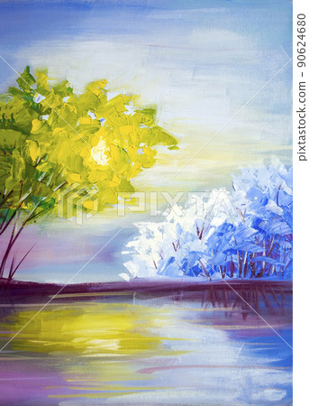 Abs color oil painting landscape on canva 90624680