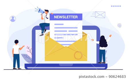 Subscribe newsletter envelope and newsletter Buttons template 90624683