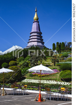 Twin pagodas Doi Inthanon national park, Chiang Mai, Thailand 90624827