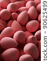 beauty background a bunch of pink gentle makeup sponges vertical orientation 90625499