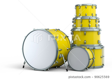 Set of realistic drums or drumset on white background 90625569