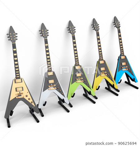 Set of electric acoustic guitar isolated on white background. 90625694
