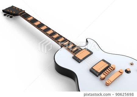 Close-up Electric acoustic guitar isolated on white background. 90625698