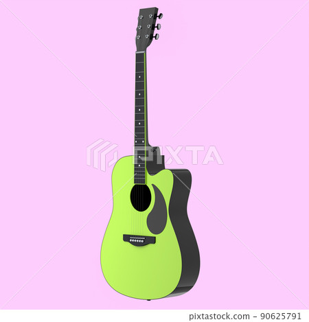 Electric acoustic guitar isolated on pink background. 90625791