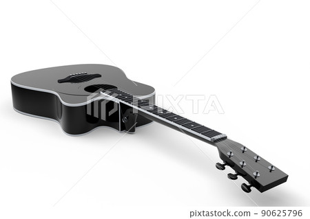 Close-up of acoustic guitar isolated on white background. 90625796