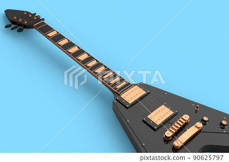 Close-up Electric acoustic guitar isolated on blue background. 90625797