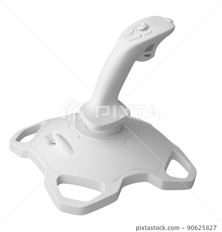 Realistic joystick for flight simulator isolated on white monochrome background 90625827