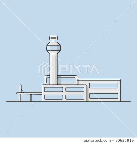 Isolated illustration of an airfield building Isolated illustration of an airfield building 90625919