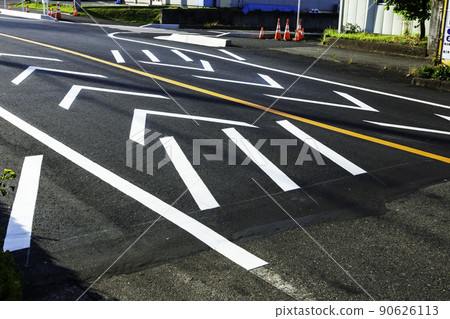 Road surface painting during road construction Road surface painting during road construction 90626113