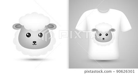 Sheep head on white shirt Sheep head on white shirt 90626301