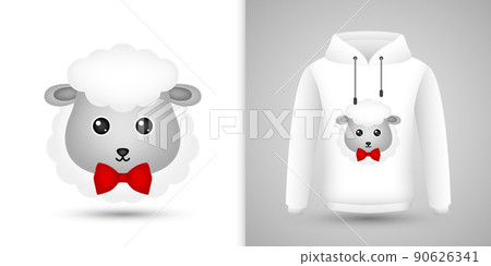 Sheep head on white sweatshirt hoodie Sheep head on white sweatshirt hoodie 90626341