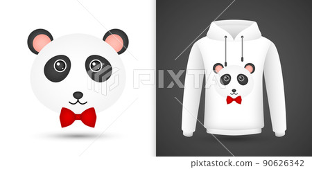 Panda head on white sweatshirt hoodie Panda head on white sweatshirt hoodie 90626342