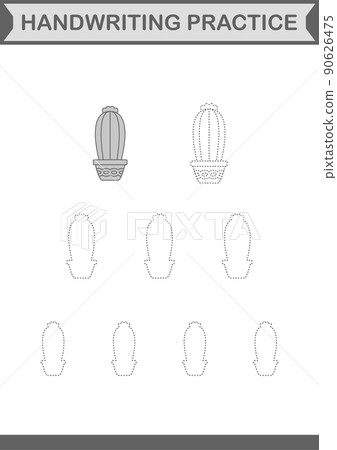 Handwriting practice with Cactus. Worksheet for kids 90626475