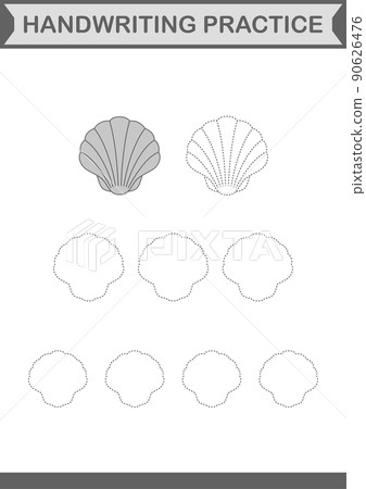 Handwriting practice with Seashell. Worksheet for kids 90626476