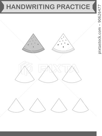 Handwriting practice with Watermelon. Worksheet for kids 90626477