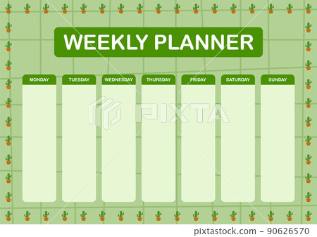 Daily and weekly planner with Cactus - Stock Illustration [90626570 ...