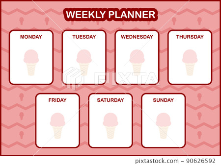 Daily and weekly planner with Ice Cream Daily and weekly planner with Ice Cream 90626592