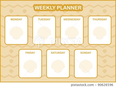 Daily and weekly planner with Seashell 90626596