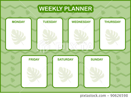 Daily and weekly planner with Monstera Daily and weekly planner with Monstera 90626598