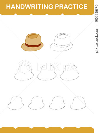 Handwriting practice with Fedora Hat. Worksheet for kids 90626676