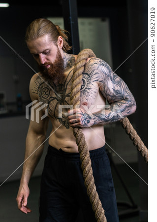 Rope invisible man tug pull was casual force person competition, concept handsome isolated from businessman from tug guy, hand fit. Training work alone, beard 90627019